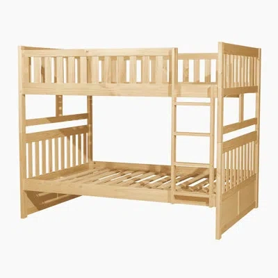 Homelegance Rosemarie Transitional Wood Full Over Full Bunk Bed With Protective Guard Rails, Integrated Ladder & In Neutral