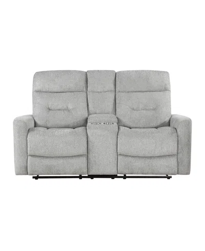 Homelegance White Label Borneo 71" Double Reclining Love Seat With Center Console In Gray