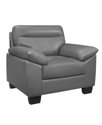Homelegance White Label Croydon 42" Leather Accent Chair In Dark Gray