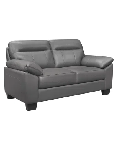 Homelegance White Label Croydon 67" Leather Loveseat In Dark Gray