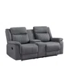 Homelegance White Label Magnus 75" Double Reclining Love Seat With Center Console In Gray