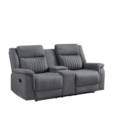 Homelegance White Label Magnus 75" Double Reclining Love Seat With Center Console In Gray