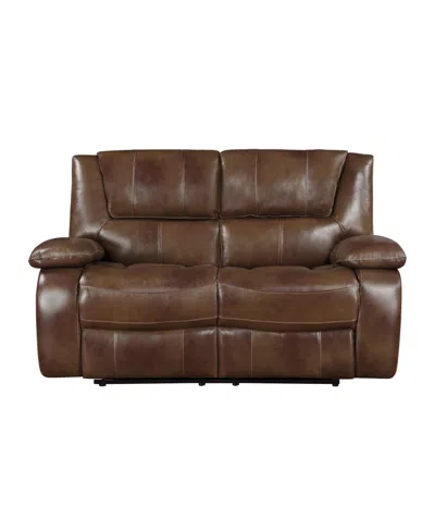 Homelegance White Label Ouray 64" Leather Double Reclining Love Seat In Brown