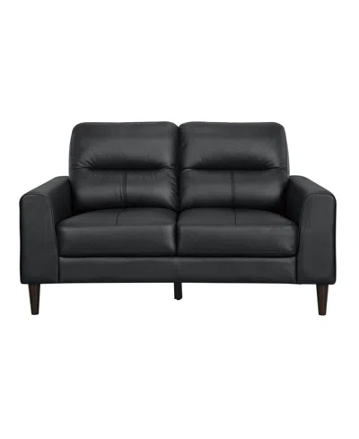 Homelegance White Label Tabor 56" Leather Match Love Seat In Black