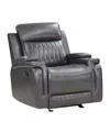 Homelegance White Label Wallstone 36" Glider Reclining Chair In Dark Gray