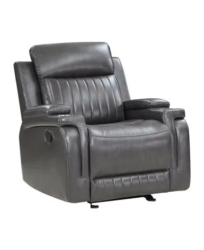 Homelegance White Label Wallstone 36" Glider Reclining Chair In Dark Gray