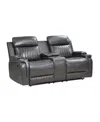Homelegance White Label Wallstone 73" Double Reclining Love Seat With Center Console In Dark Gray
