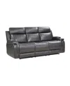Homelegance White Label Wallstone 82" Double Reclining Sofa With Drop-down Cup Holder In Dark Gray