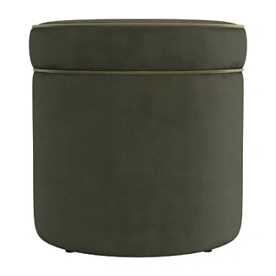 Homepop Kinfine  Ava Storage Ottoman In Green