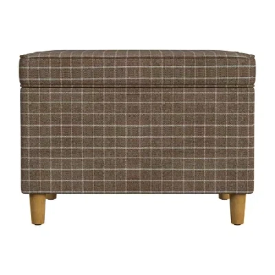 Homepop Kinfine  Dinah Hinged Lid Ottoman In Brown
