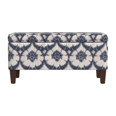 Homepop Kinfine  Drake Storage Bench In Blue