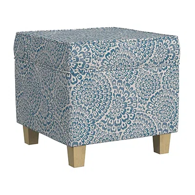 Homepop Kinfine  Square Ottoman With Lift Off Top In Blue