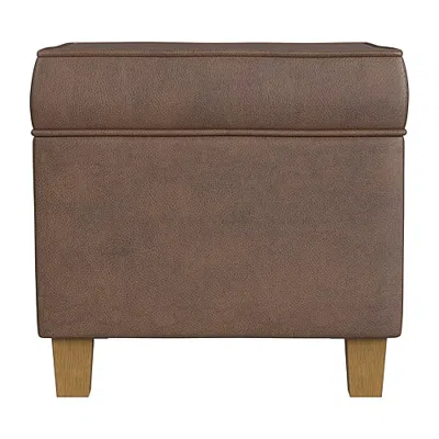 Homepop Kinfine  Square Ottoman With Lift Off Top In Velvet In Brown