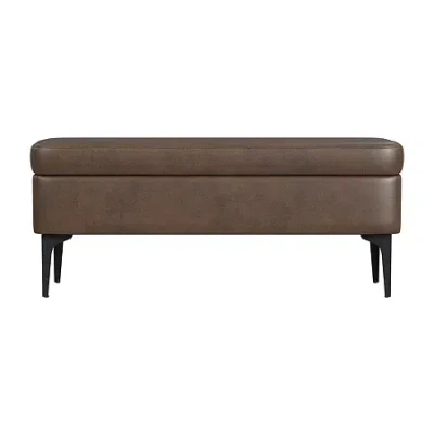 Homepop Kinfine  Storage Bench In Brown