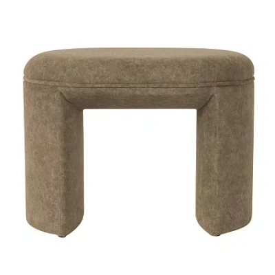 Homepop Quinn Upholstered Ottoman In Brown
