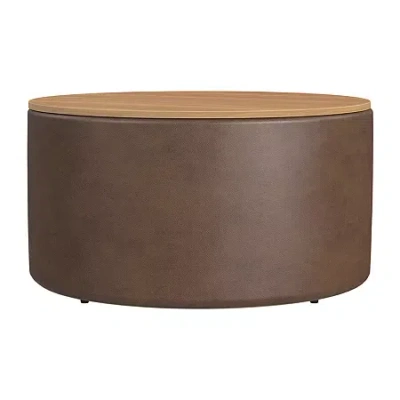 Homepop Storage Lift-top Upholstered Ottoman In Brown