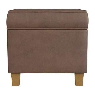 Homepop Storage Lift-top Upholstered Ottoman In Brown