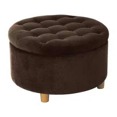 Homepop Storage Lift-top Upholstered Ottoman In Brown