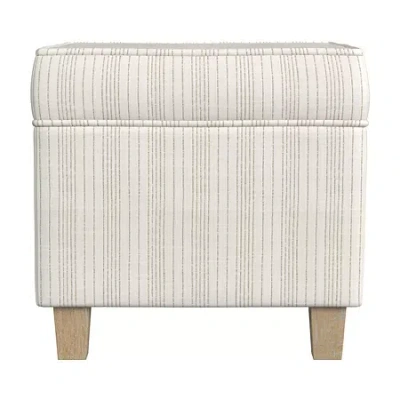 Homepop Storage Lift-top Upholstered Striped Ottoman In Neutral