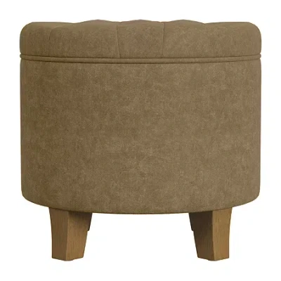 Homepop Storage Tufted Lift-top Ottoman In Brown