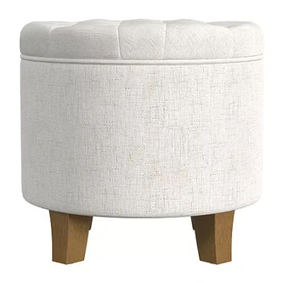 Homepop Storage Tufted Lift-top Ottoman In White
