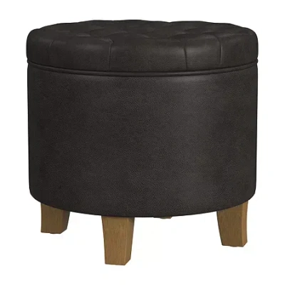 Homepop Storage Tufted Lift-top Ottoman In Black