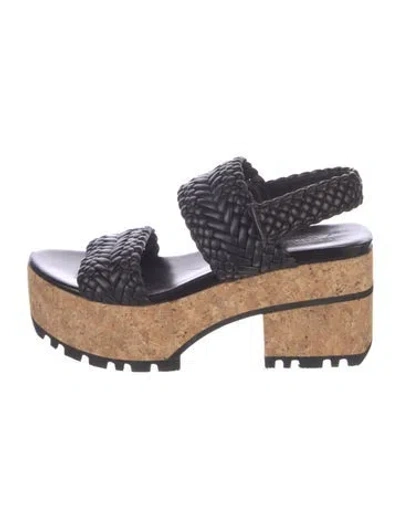 Pre-owned Homers Leather Braided Accents Espadrilles In Blue