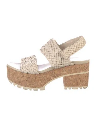 Pre-owned Homers Leather Braided Accents Espadrilles In Neutral