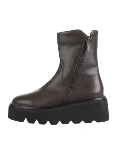 Pre-owned Homers Leather Combat Boots In Brown