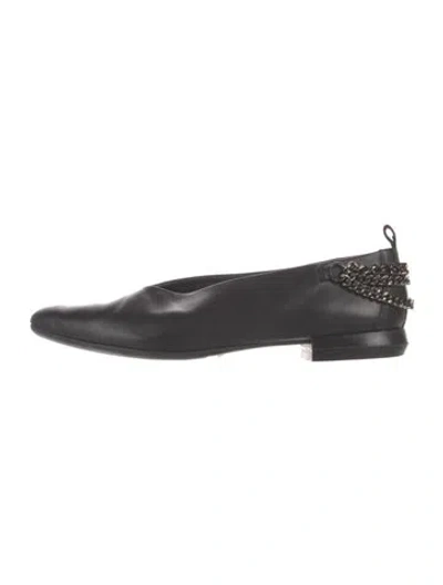 Pre-owned Homers Leather Flats In Black