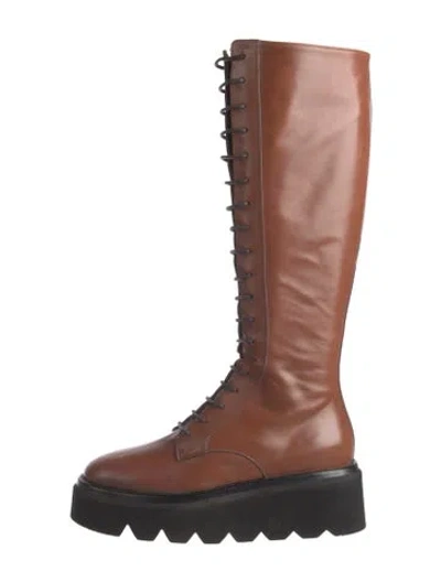 Pre-owned Homers Leather Lace-up Boots In Brown