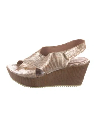 Pre-owned Homers Leather Printed Sandals In Brown