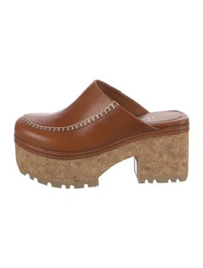 Pre-owned Homers Suede Mules In Brown