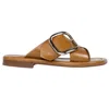 Homers Women's Dalia Leather Flat Sandals In Caramel In Multi
