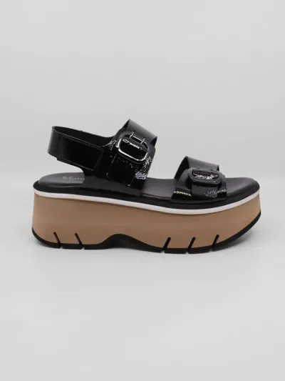 Homers Women's Lucia Reverse Platform Sandal In Vernice Black/beige In Multi