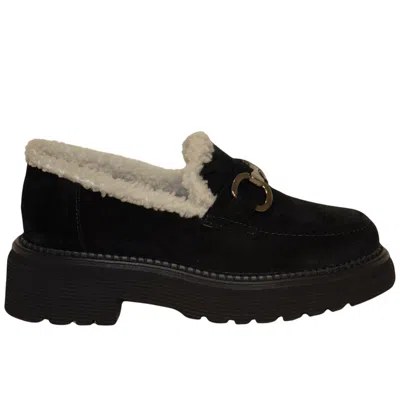 Homers Women's Siena-m Platform Suede Loafers In Crosta Negro In Black