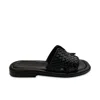 HOMERS WOMEN'S WOVEN LEATHER NOTCHED SLIDE SANDAL IN BLACK