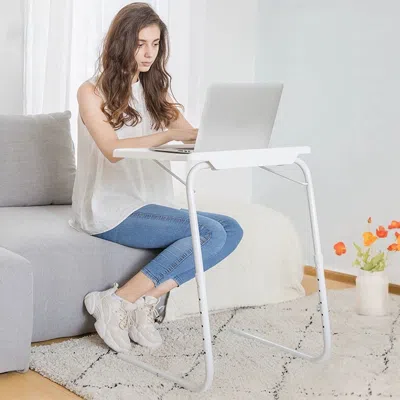 Homerulay Foldable Tray Table Portable Sofa Tv Tray 6 Heights 3 Angles Laptop Desk Adjustable Eating Dinner Co In Gray