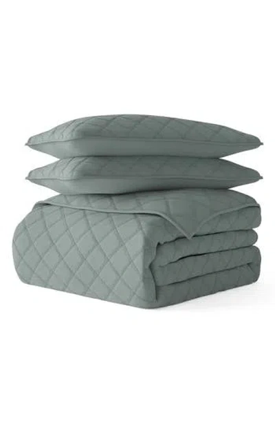 Homespun 3-piece Diamond Stitch Quilt Set In Eucalyptus