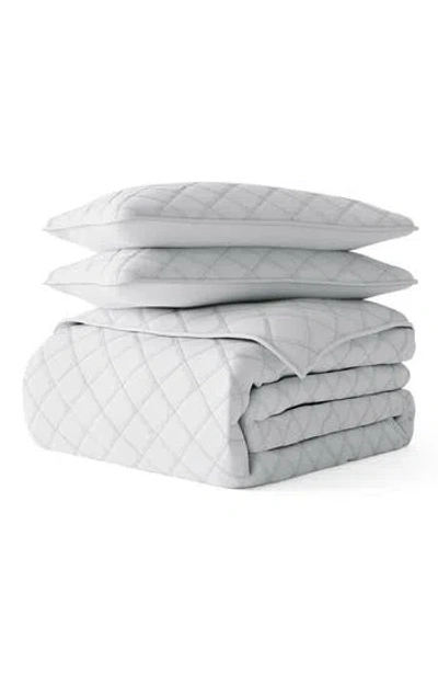 Homespun 3-piece Diamond Stitch Quilt Set In Gray