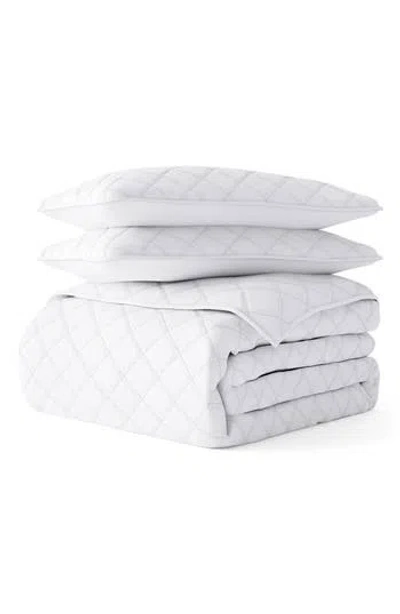 Homespun 3-piece Diamond Stitch Quilt Set In White