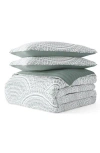 Homespun 3-piece Reversible Scallop Print Quilt Set In Eucalyptus