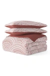 Homespun 3-piece Reversible Scallop Print Quilt Set In Terracotta