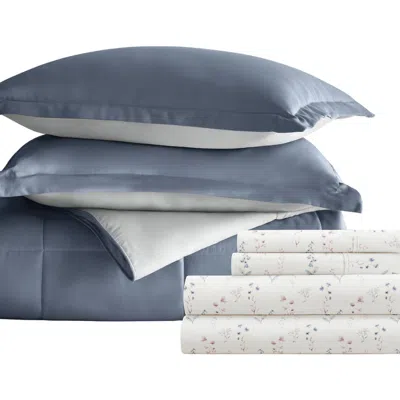 Homespun 7-piece Assorted Reversible Comforter Set In Gray