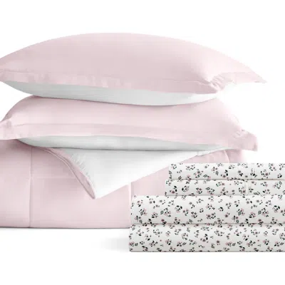 Homespun 7-piece Assorted Reversible Comforter Set In Pink