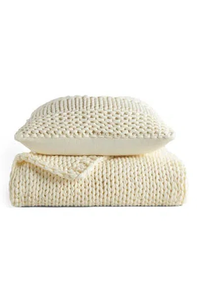 Homespun Chunky Knit Accent Pillow & Oversize Throw Blanket Set