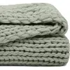 Homespun Chunky Knit Throw Blanket In Green