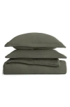 Homespun Double Gauze 3-piece Comforter Set In Green
