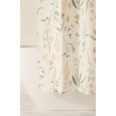 Homespun Flower Print Shower Curtain