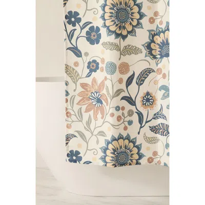 Homespun Flower Print Shower Curtain